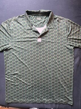 Men’s Green Patterned Golf Polo - FN·98 Performance